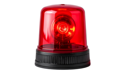 Red alert siren isolated on white background, emergency warning illustration, alert signal icon, safety and security concept, warning light, attention-grabbing visual PNG.