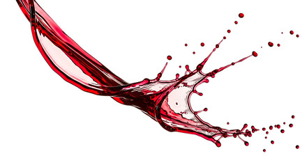Red wine splash isolated on transparent background, a vibrant and dynamic movement