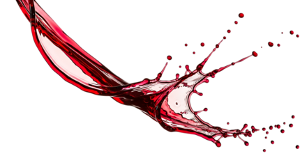 Red wine splash isolated on transparent background, a vibrant and dynamic movement