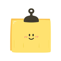 Cute Sticky Note Paper With Happy Face Mascot