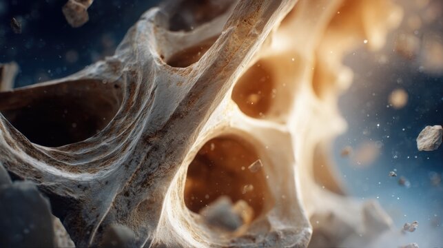 Macro close-up of a weathered animal skull with gritty debris around it in natural lighting