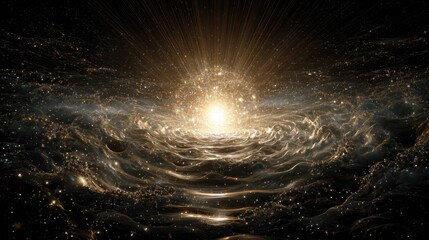 Stunning Digital Artwork of a Bright Galaxy with Bright Stars and Cosmic Lights