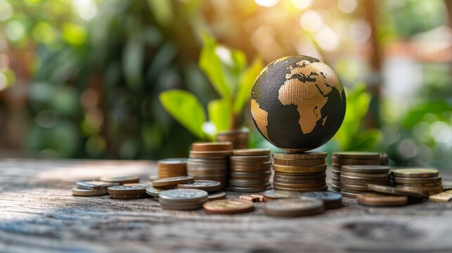 Global inflation impact  earth model surrounded by percent symbols representing economic pressure