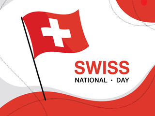 The Swiss flag waves proudly on Swiss National Day, celebrating the nation's heritage and culture.