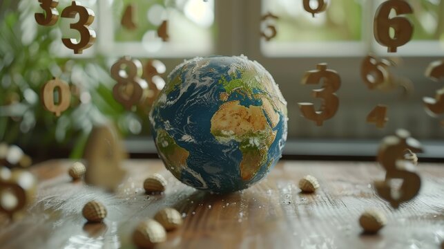 Global inflation concept earth model surrounded by percentage symbols of economic pressure - Powered by Adobe