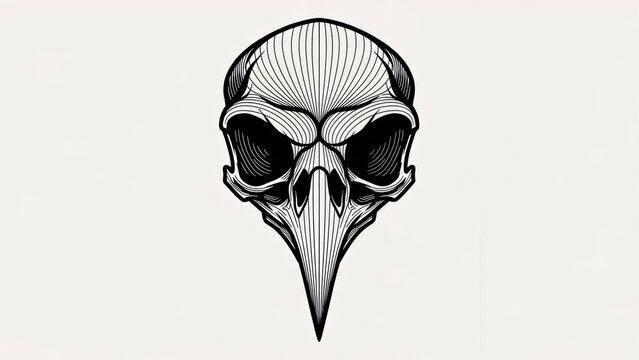 Black and White Eagle Skull Vector Illustration in Graphic Style