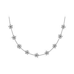 Simple Line Drawing Floral Garland black and white