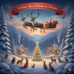 Noël Magique : Le Traîneau magique au Crépuscule Hivernal
