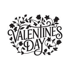 Valentine's Day Text with Floral Flourishes lettering
