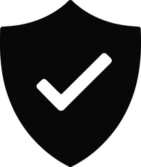 Security shield with checkmark icon black and white © VectorPulse