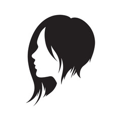 Woman's Silhouette Profile with Flowing Hair Keywords: silhouette, woman, profile, female, head