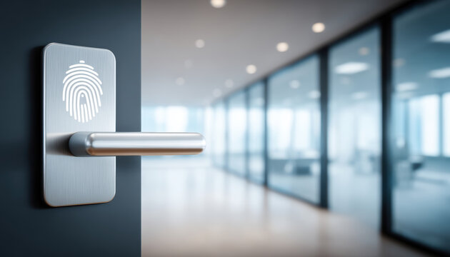 Smart office door handle with fingerprint access and modern security design