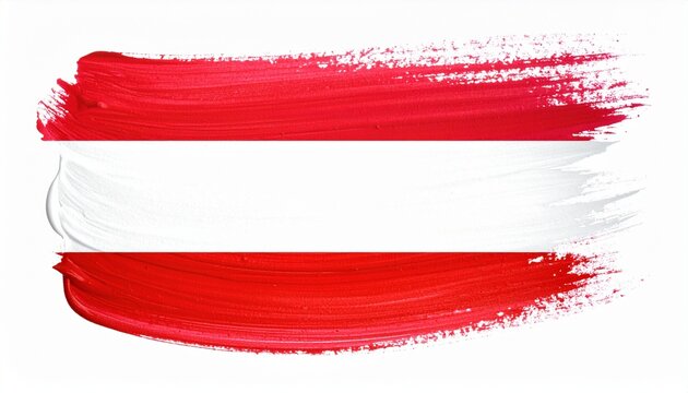 Austrian Flag Brushstroke Textured Red and White Stripes