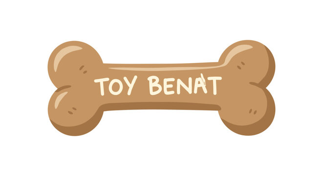 Cartoon dog bone with customizable text on white background - Powered by Adobe
