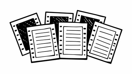 Set of 10 old dusty paper notes with uneven edges hand drawn vector illustration