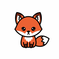 Obraz premium Cute cartoon fox with big eyes and fluffy tail, adorable animal.