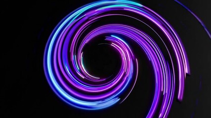 Mesmerizing spiral tunnel of neon blue and purple light streaks creating a futuristic vortex of motion and energy, evoking speed, digital technology, and cosmic flow