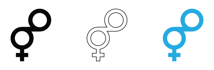 WebEmpowering Bisexual Pride with Gender Symbols in Classic Black, Line Art, and Vibrant Blue for Inclusive Design Projects