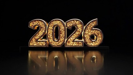 Shimmering gold 2026 numerals with sparklers and vibrant fireworks over a reflective moody backdrop, creating an elegant, festive new years eve countdown atmosphere - Powered by Adobe