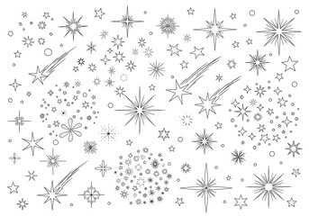 Collection of stars and shooting stars illustration