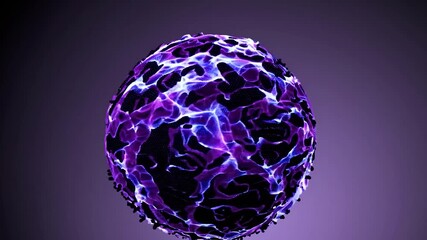 Futuristic glowing sphere in vivid purple and blue, electric plasma and magnetic currents swirling inside, symbolizing energy, fusion, innovation and cosmic exploration - Powered by Adobe