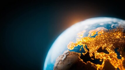 Earth at Night: This captivating image offers a view of planet earth illuminated by the glowing lights of human civilization at night.