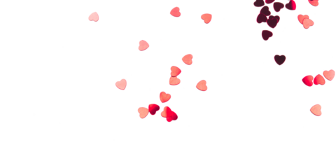 Red hearts on transparent background. Valentine's day concept.