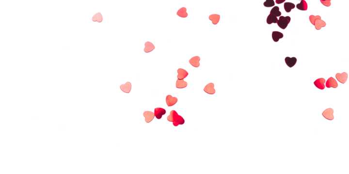 Red hearts on transparent background. Valentine's day concept.