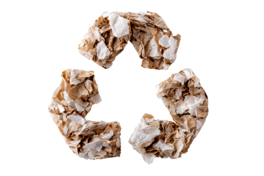 Eco-Friendly Symbol: A unique and creative representation of the recycling symbol, formed with textured, eco-friendly materials, promoting environmental awareness.