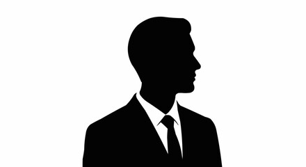 Side view silhouette of a professional businessman in a suit.