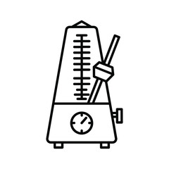 Line art icon of a classic mechanical metronome, a musical timekeeping device, isolated on