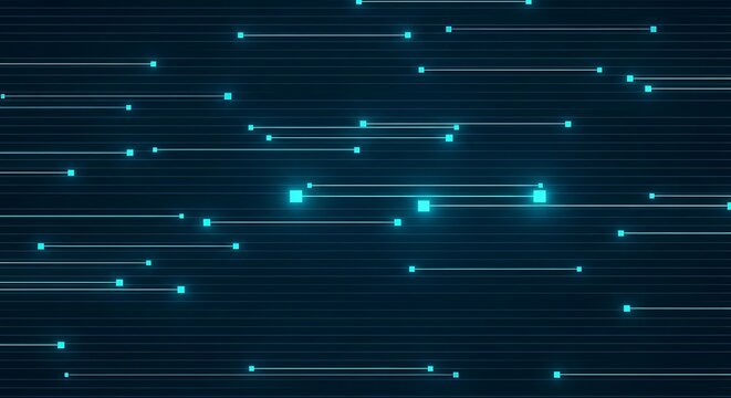 Abstract digital network lines with glowing blue lights on dark background