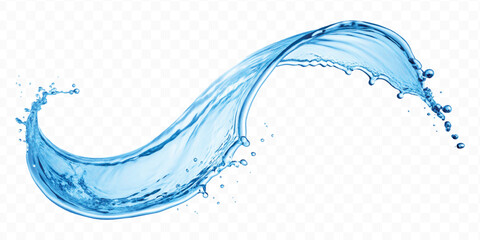 dynamic smooth liquid fresh water splash in different color and curve style isolated on white background 