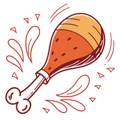 Delicious Fried Chicken Leg with Splashes on White Background drumstick food