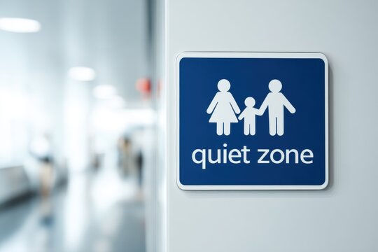 Quiet Zone Sign for Families in Modern Indoor Space Environment
