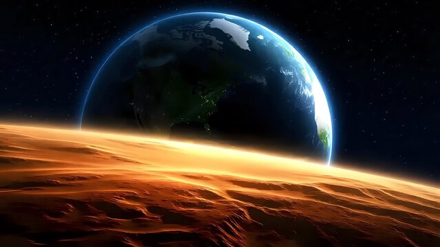 Vibrant Alien Planet Landscape with Rings and Colorful Cosmic Skies