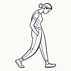 Woman in Casual Clothes Walking with Hands in Pockets clothing pants