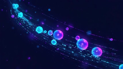 Abstract glowing spheres with data streams modern digital technology background futuristic visualiza - Powered by Adobe