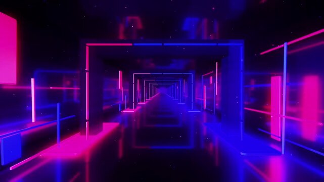 Fast Moving Tunnel Lights Motion Graphics Animated Background Speed Tunnel Loop.
