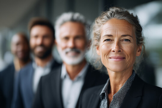 Vielf&auml;ltiges Business-Team in moderner B&uuml;roatmosph&auml;re &ndash; professionelle Gruppenportr&auml;ts