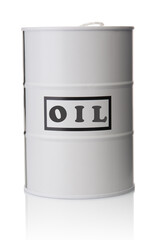 Steel oil barrel isolated on white background