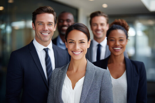 Vielf&auml;ltiges Business-Team in moderner B&uuml;roatmosph&auml;re &ndash; professionelle Gruppenportr&auml;ts