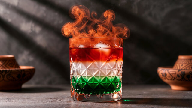 Hungarian Flag Colors Cocktail Tumbler Orange Smoke Ice