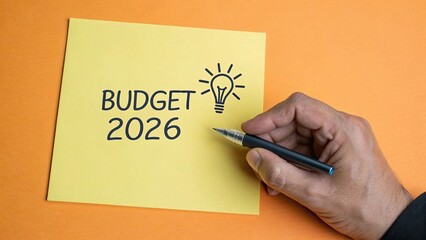 Budget 2026 Concept on Yellow Paper with Light Bulb Icon - 5