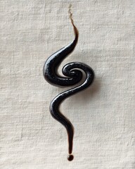 Fototapeta premium spiral trace of tea steam on linen