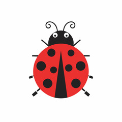 Cartoon Ladybug with Red Shell and Black Spots Illustration.