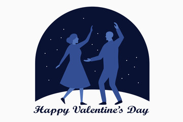 Elderly Couple Dancing Constellation Silhouette – Valentine Vector