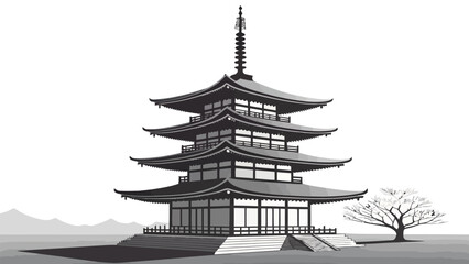 Stunning Japanese pagoda with iconic architecture, a symbol of history, culture, and serene beauty, perfect for travel and historical content creation