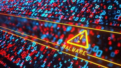 3D illustrastion - Data Matrix Warning Sign System Hacked