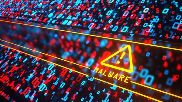 3D illustrastion - Data Matrix Warning Sign System Hacked